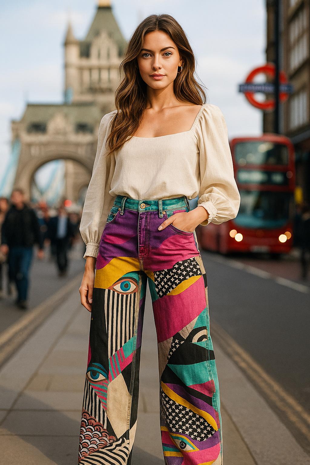 ByEmily | Blommiga Vintagebyxor i Flower-Power-stil