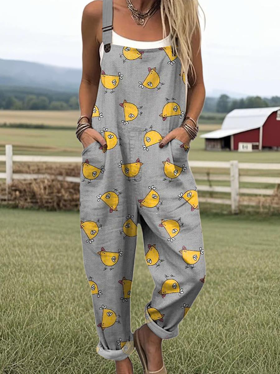 Women's Vintage Wide Leg Jumpsuit - enkel stil och komfort
