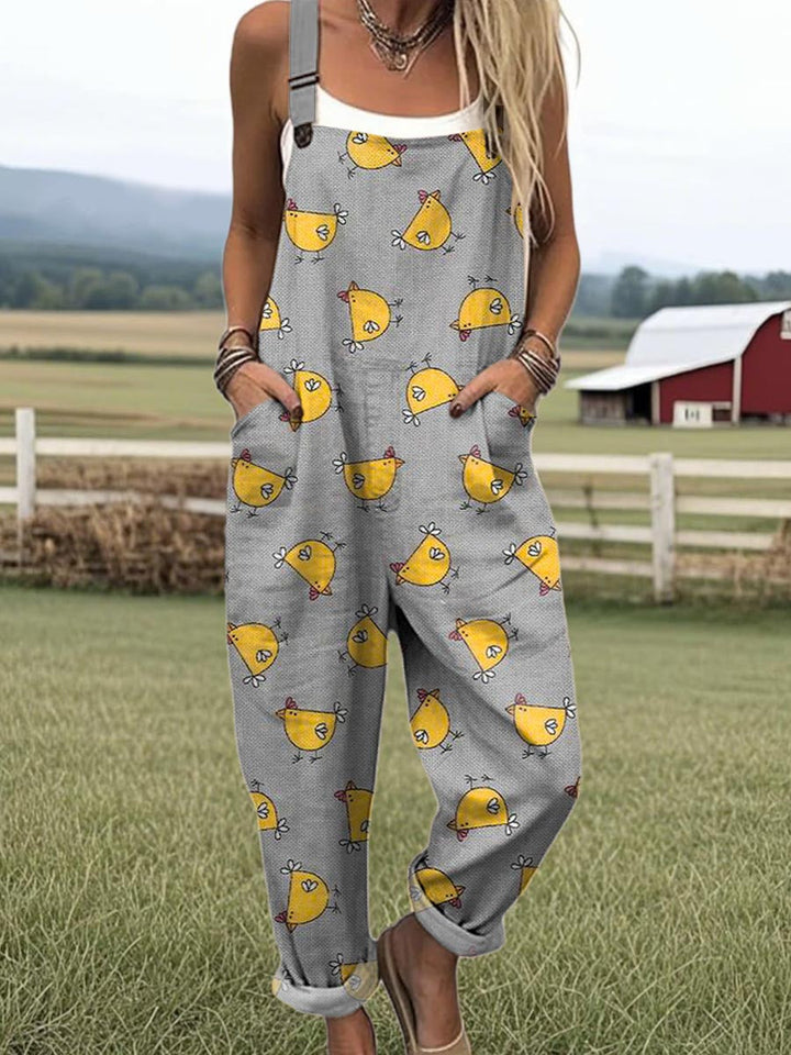 Women's Vintage Wide Leg Jumpsuit - enkel stil och komfort