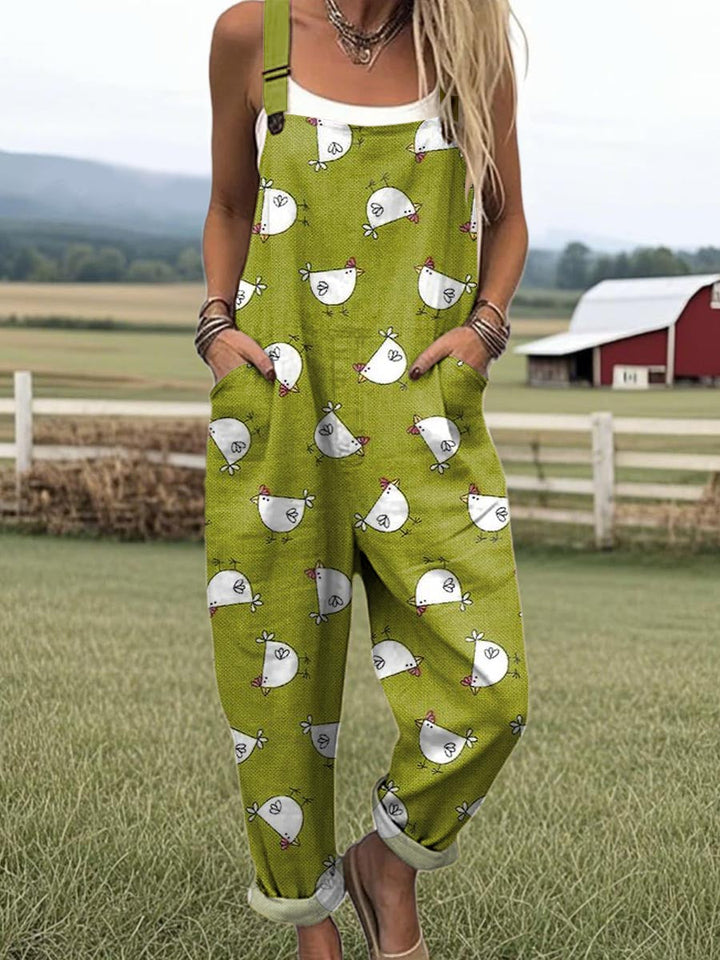 Women's Vintage Wide Leg Jumpsuit - enkel stil och komfort