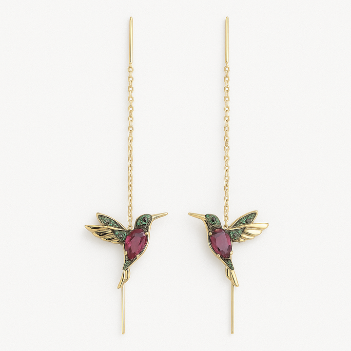 Hummingbird and zircon earrings