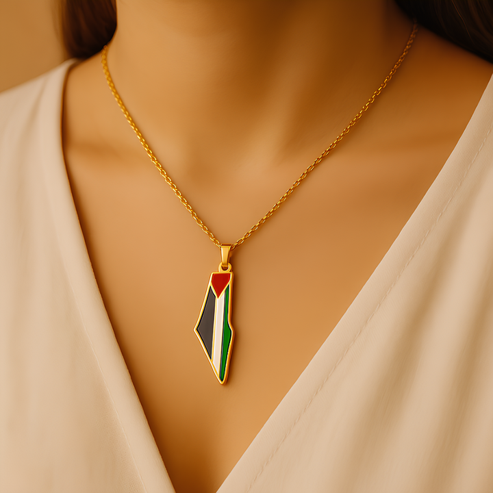 Palestine Pride Map Necklace