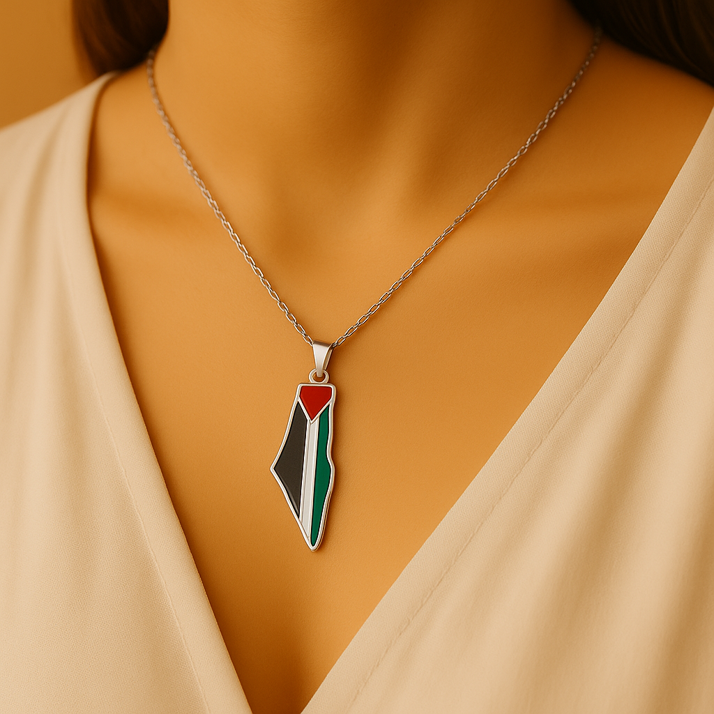 Palestine Pride Map Necklace