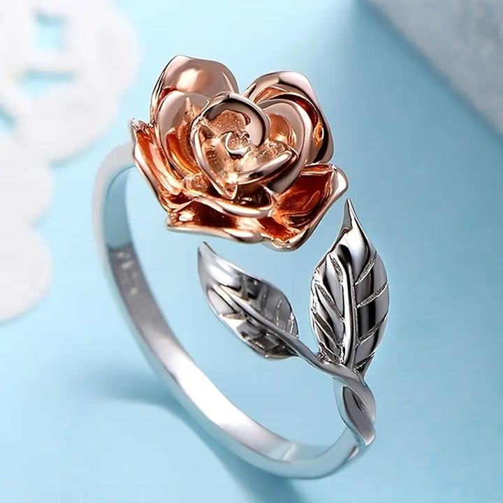 Vintage silverring med blomma