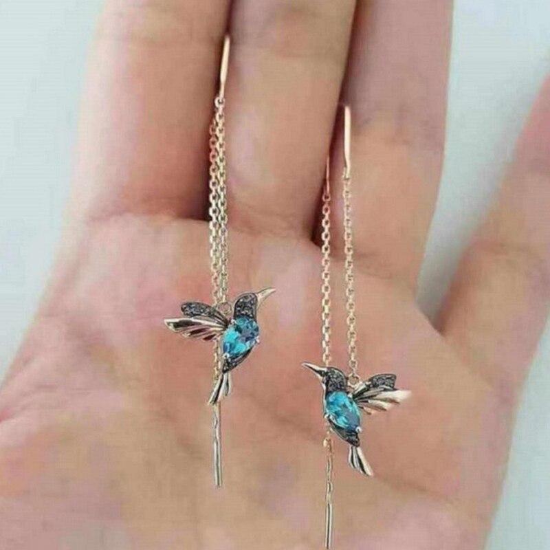 Hummingbird and zircon earrings