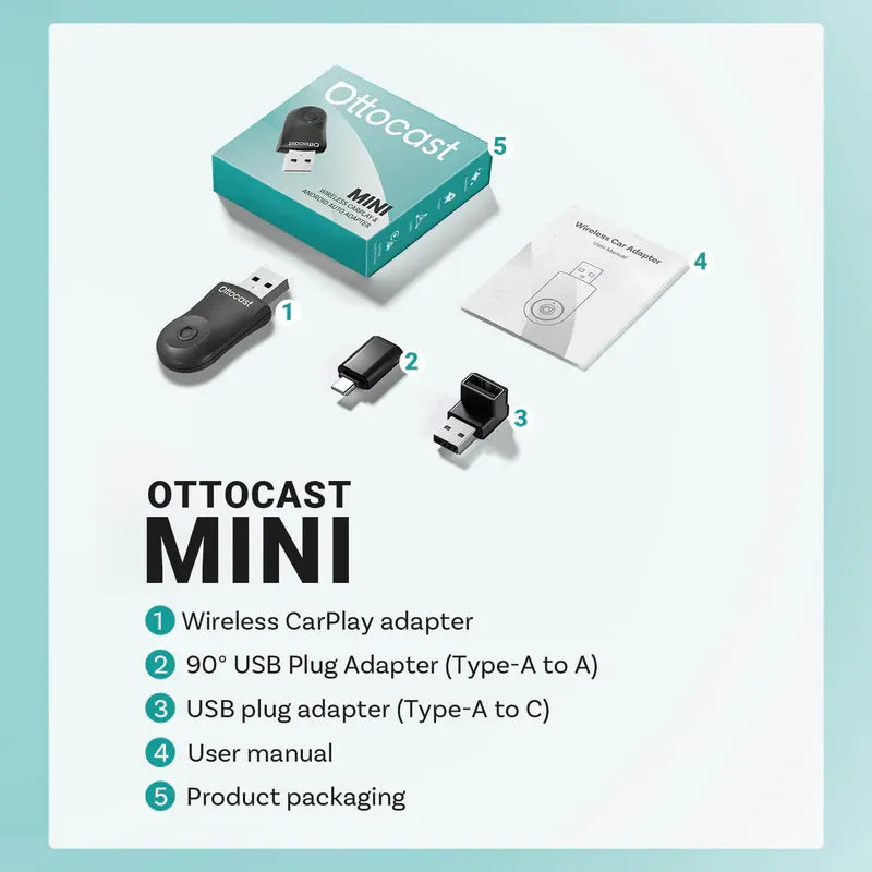 Ottocast Mini – Trådlös CarPlay & Android Auto Adapter 2025