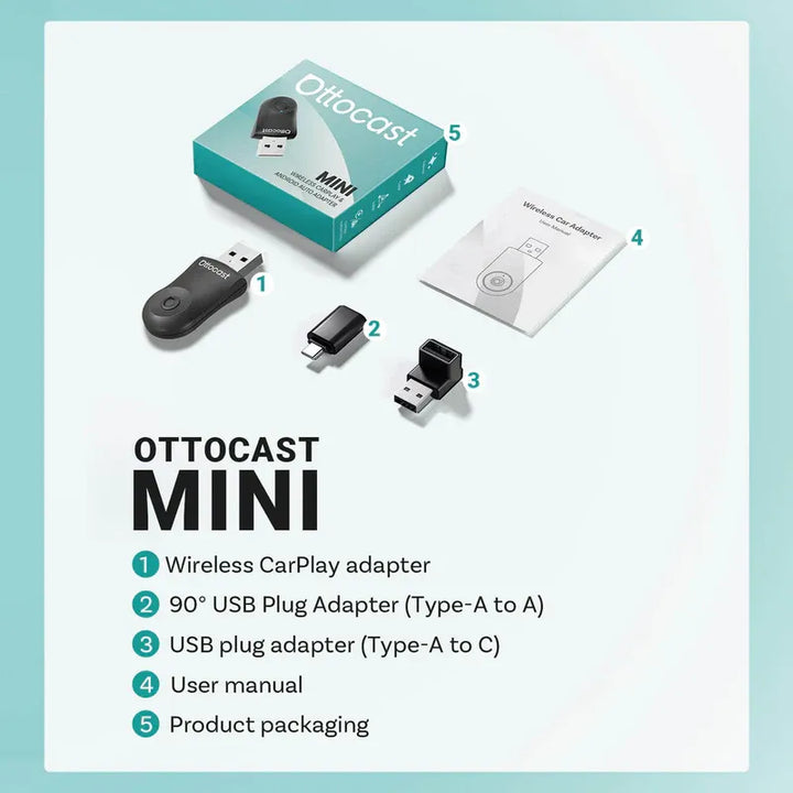 Ottocast Mini – Trådlös CarPlay & Android Auto Adapter 2025