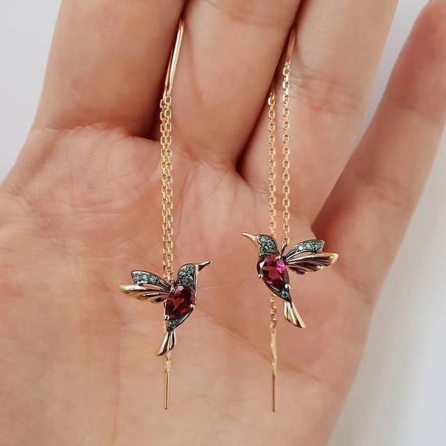 Hummingbird and zircon earrings